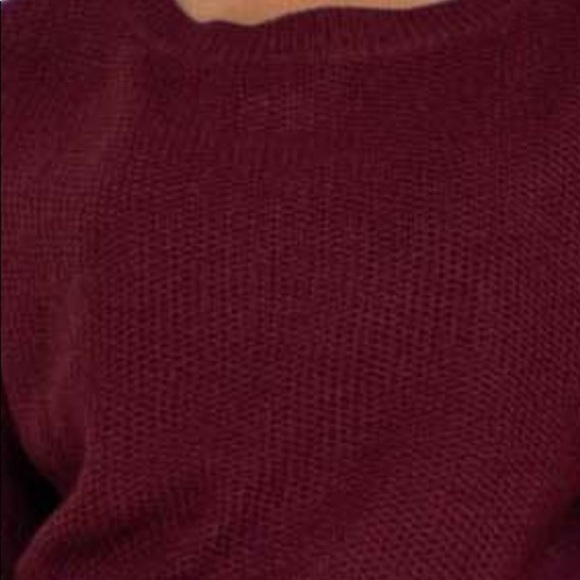 Express Lace Up Split Back Woman’s Sweater Size Small Burgundy - Picture 5 of 8